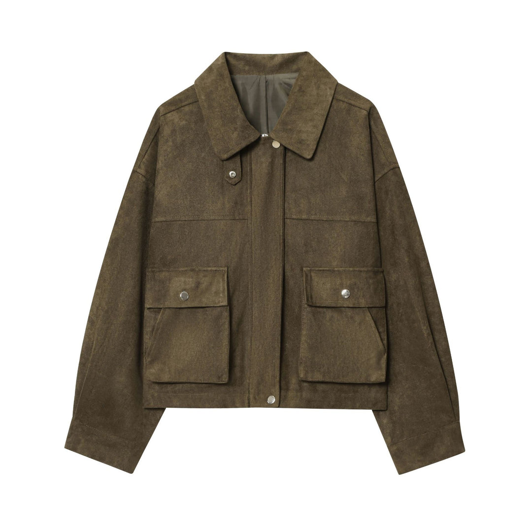 Women's short jacket in field style made of suede look with XXL pockets Mune Fashion