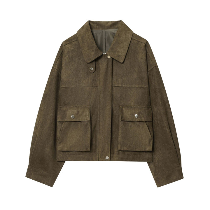 Women's short jacket in field style made of suede look with XXL pockets Mune Fashion