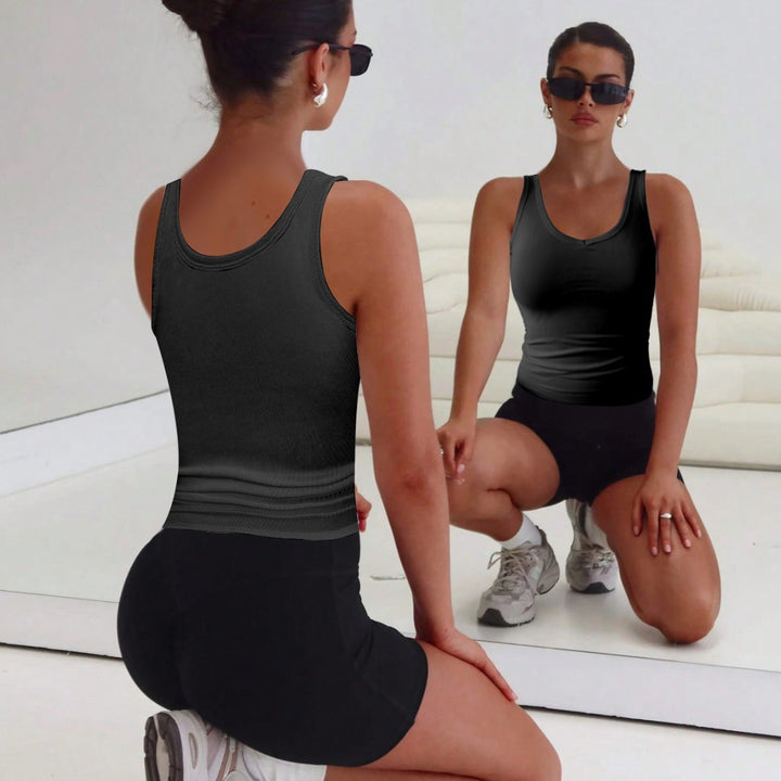 Ladies Comfortable V-Neck Tank Top with Ribbed Texture Mune Fashion