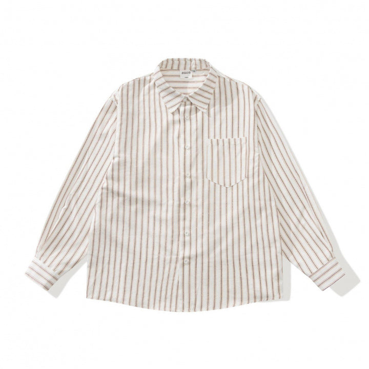 Unisex Oversized Striped Shirt in Relaxed Fit with Chest Pocket Mune Fashion