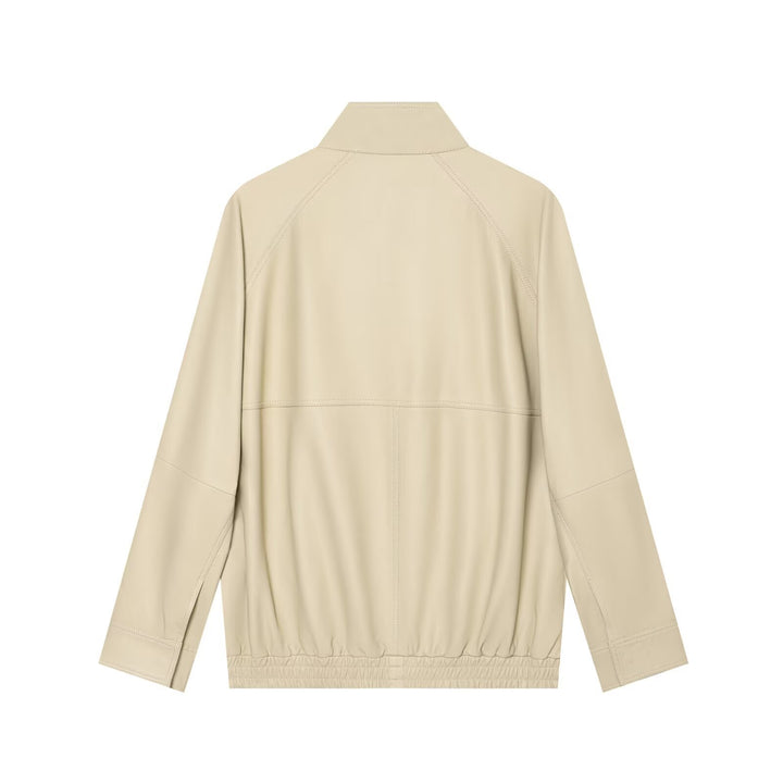 Women's Oversize Faux Leather Blouson Jacket with Stand-Up Collar Mune Fashion