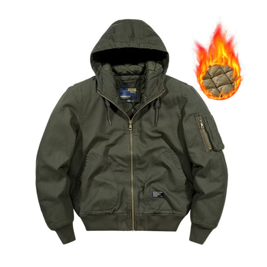Men's hooded bomber jacket with quilted thermal lining and robust canvas outer material Mune Fashion