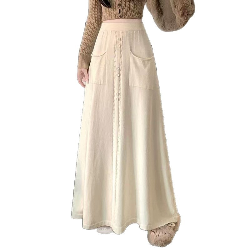 Women's Elegant Maxi Skirt with Button Details Mune Fashion