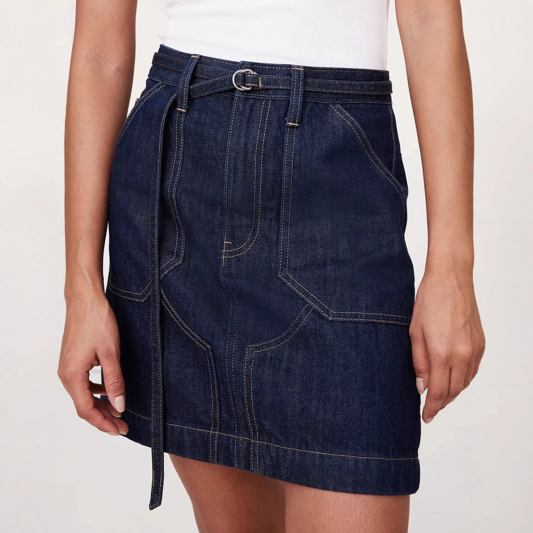 Women's Cropped Denim Two-Piece with Short Jean Jacket and Tailored Mini Skirt Mune Fashion