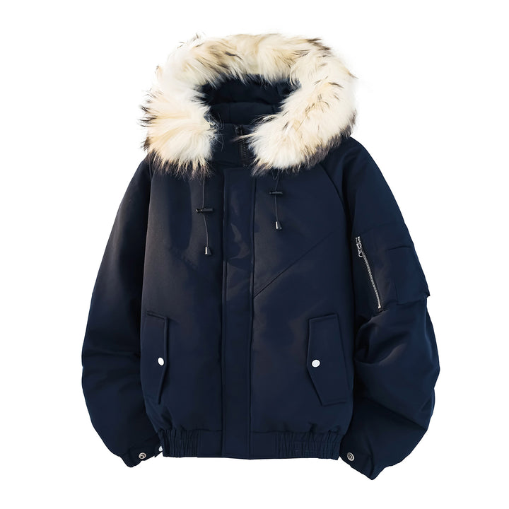 Men's Fashionable Winter Jacket with Removable Faux Fur Collar Mune Fashion