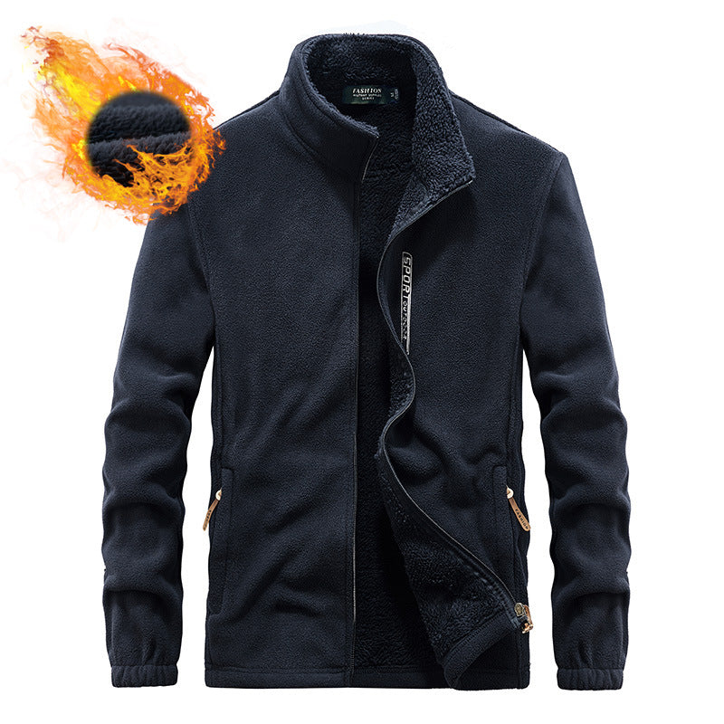 Men's thermo fleece jacket with double-layered sherpa inner lining and standing collar Mune Fashion