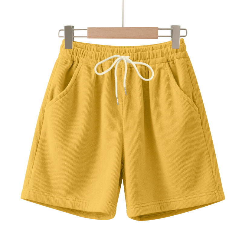 Men's ribbed jersey shorts with elastic waistband, decorative drawstring, and side slant pockets Mune Fashion