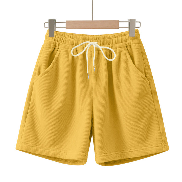 Men's ribbed jersey shorts with elastic waistband, decorative drawstring, and side slant pockets Mune Fashion