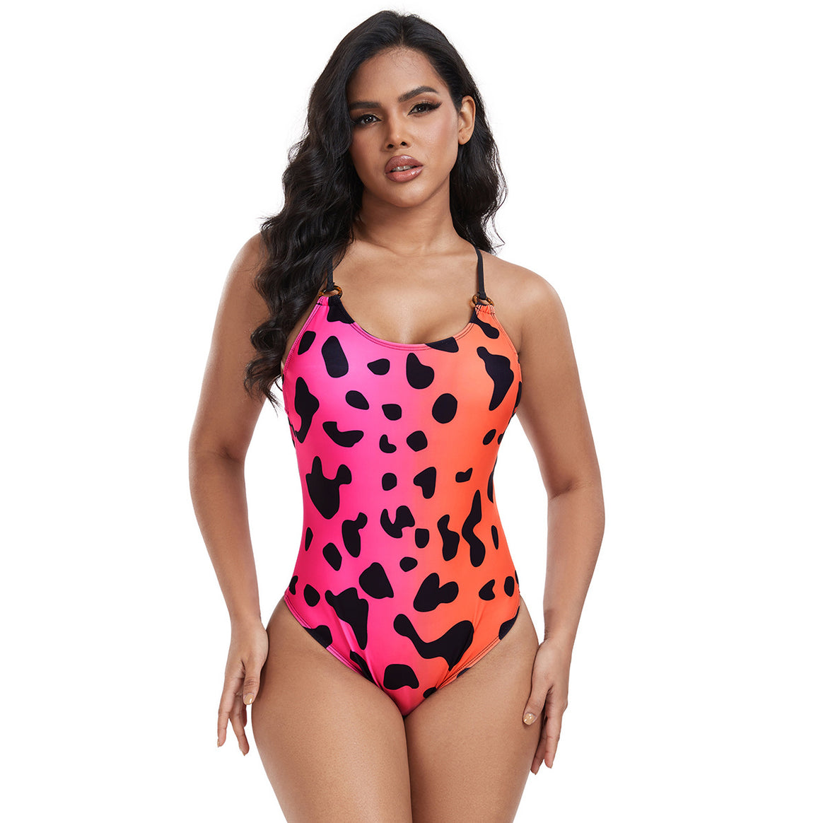Women's One-Piece Swimsuit with Exciting Leopard Pattern and Adjustable Straps Mune Fashion