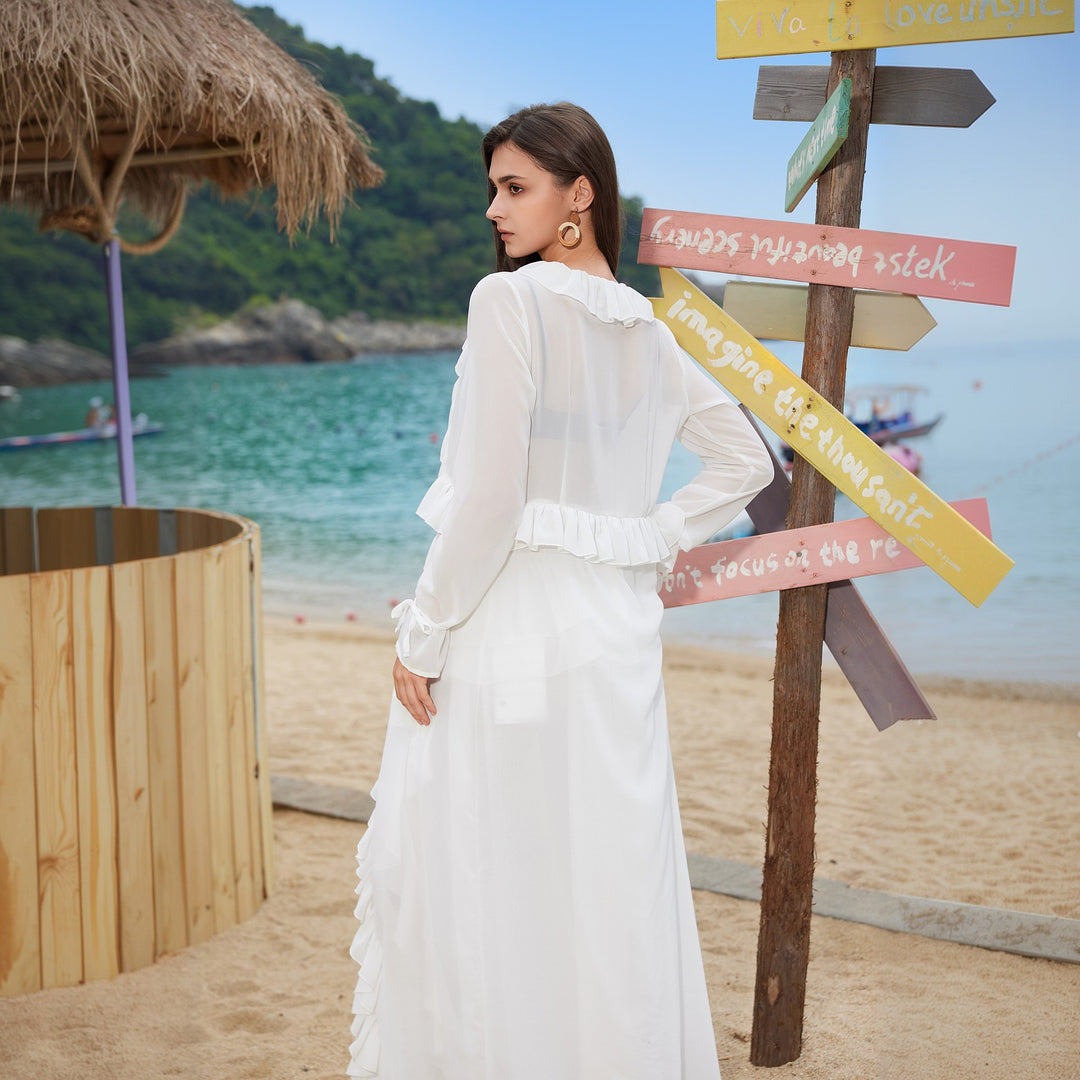 Ladies elegant transparent beach dress with ruffles Mune Fashion