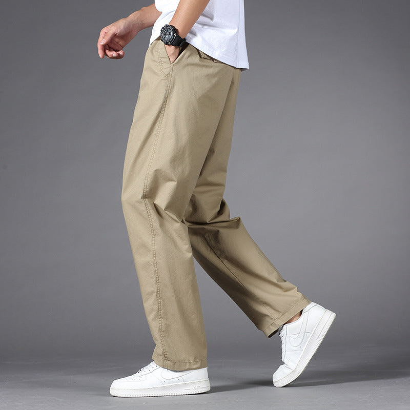 Men's Casual Relaxed-Fit Chino Pants made of Cotton Blend with Elastic Waistband Mune Fashion