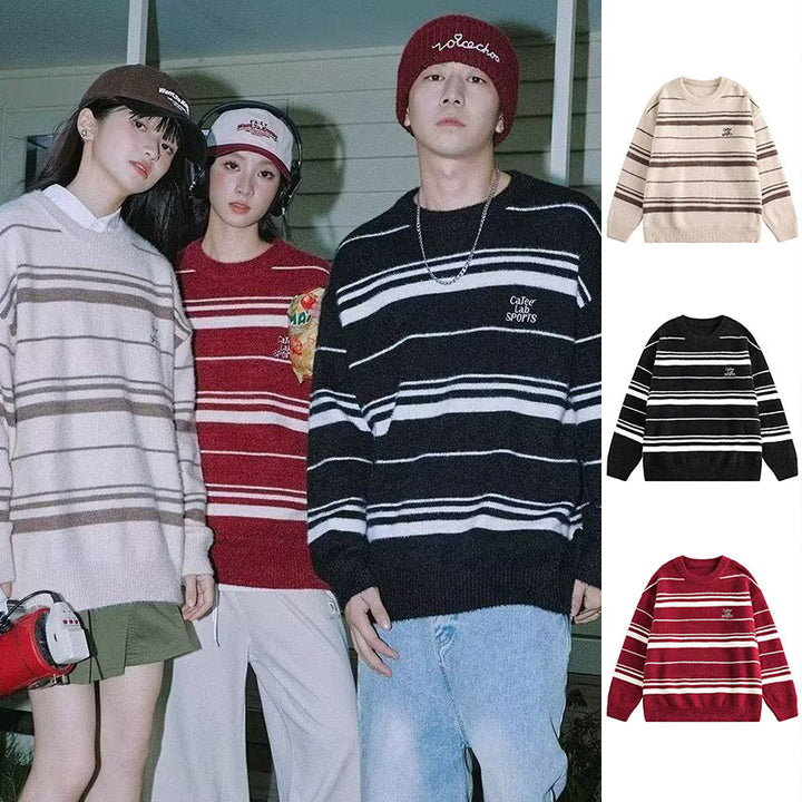 Women's Fashionable Striped Sweater Mune Fashion