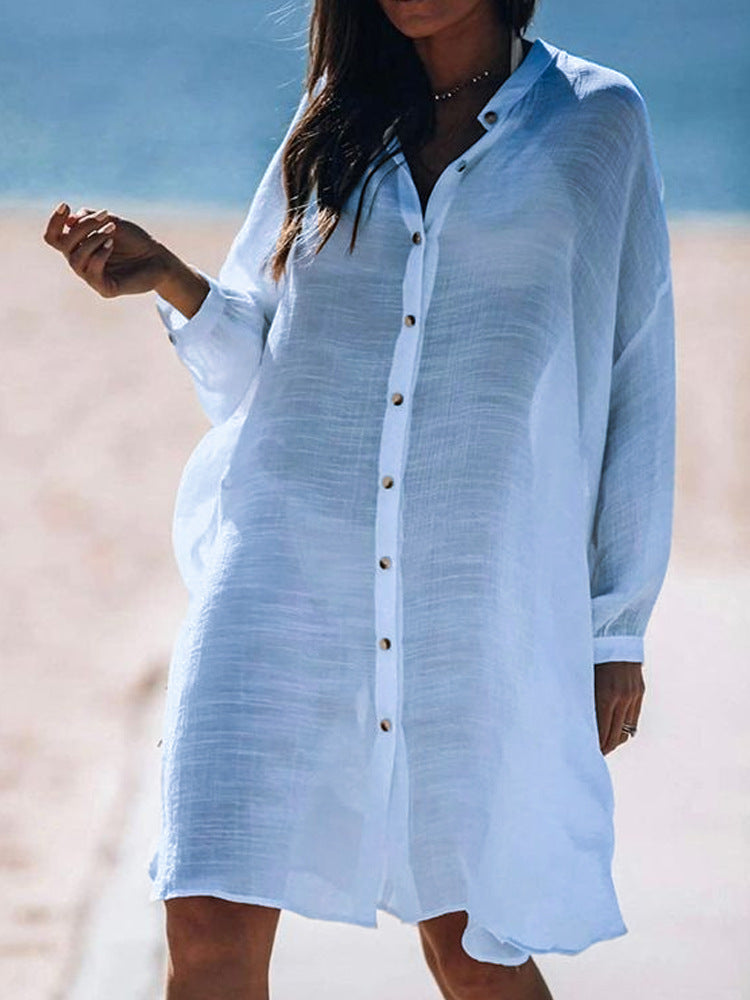 Women's lightweight and airy shirt dress with button details Mune Fashion