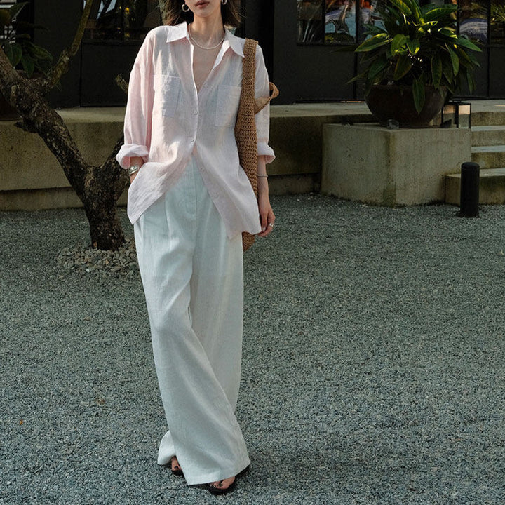Women Casual Linen Blouse Mune Fashion