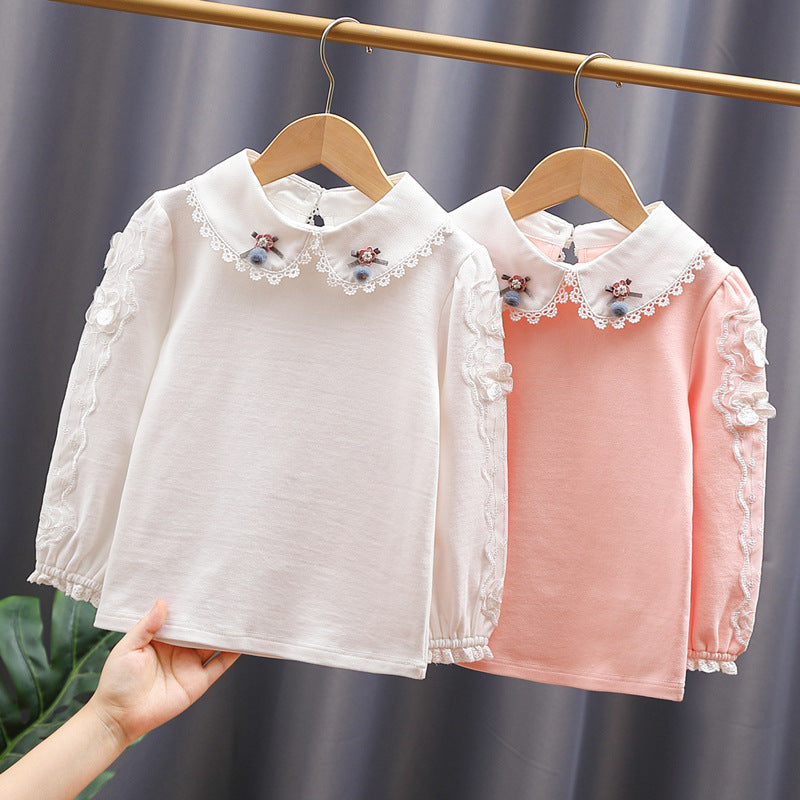 Girls blouse with elegant lace collar and delicate accents Mune Fashion