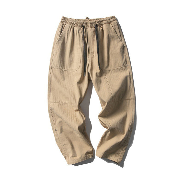 Men's Loose Baggy Cargo Pants with Elastic Waistband Drawstring and Knee Paneling Mune Fashion
