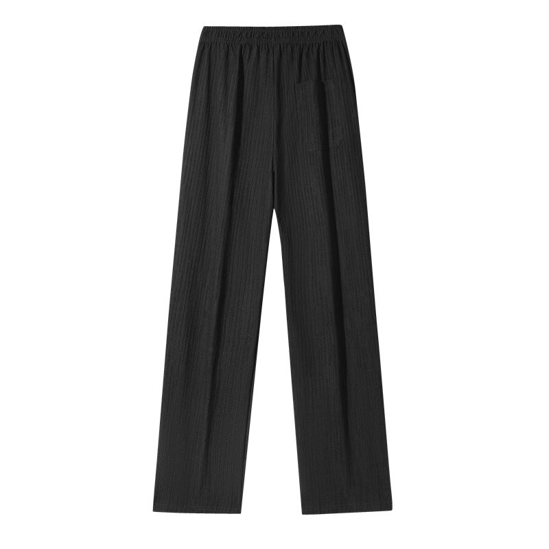 Women's wide linen-look trousers with elastic waistband, drawstring & side pockets Mune Fashion