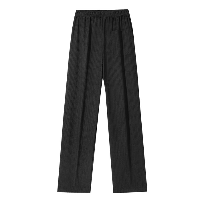 Women's wide linen-look trousers with elastic waistband, drawstring & side pockets Mune Fashion