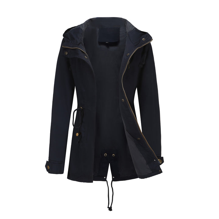 Women's slightly tailored light parka with hood drawstring and two-way zipper Mune Fashion