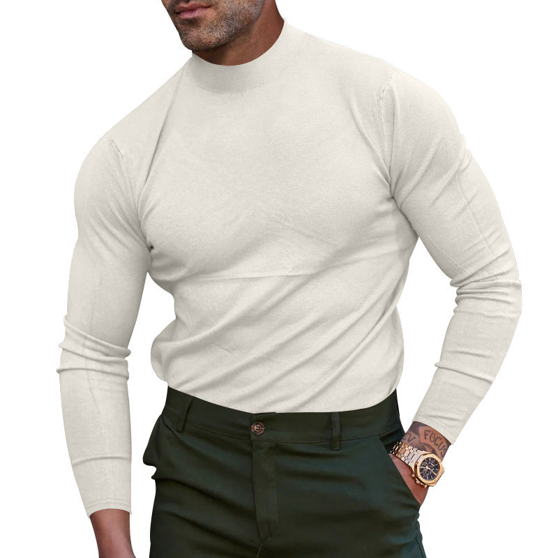 Men's body-hugging fine knit sweater with a tight round neckline Mune Fashion