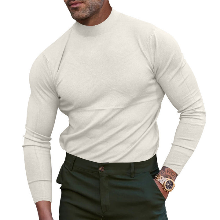 Men's body-hugging fine knit sweater with a tight round neckline Mune Fashion