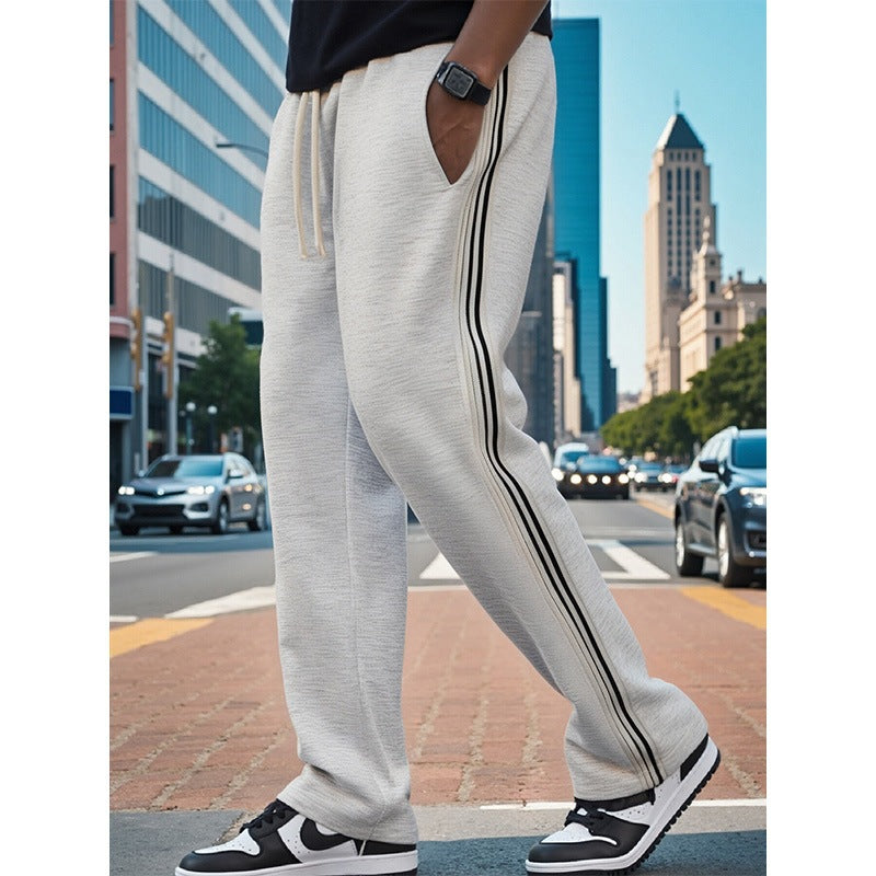 Men's Sporty Leisure Pants with Contrast Stripes Mune Fashion