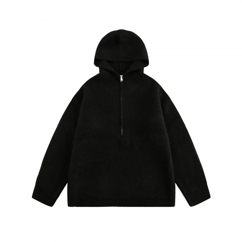 Unisex Oversize Hoodie made of fine knit with half zipper Mune Fashion