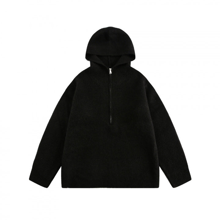 Unisex Oversize Hoodie made of fine knit with half zipper Mune Fashion