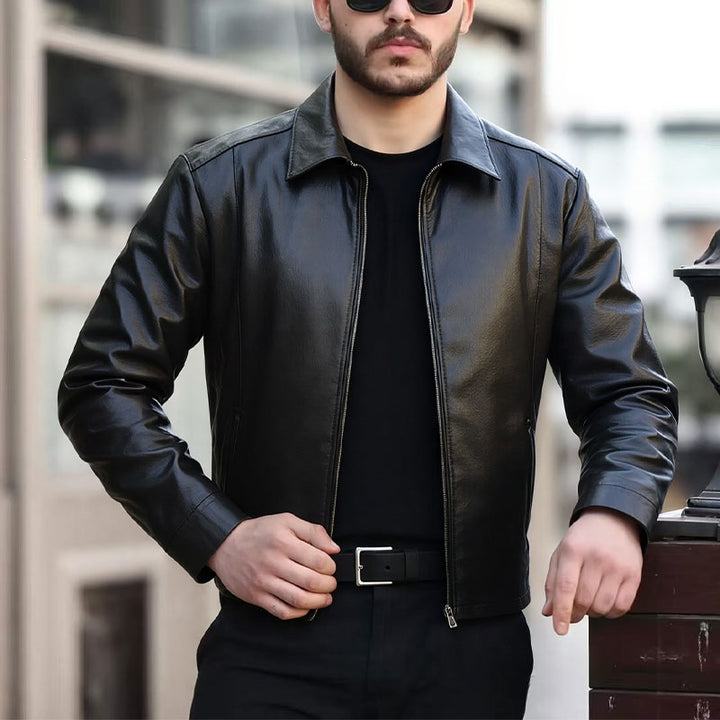Men's Elegant Faux Leather Jacket Mune Fashion
