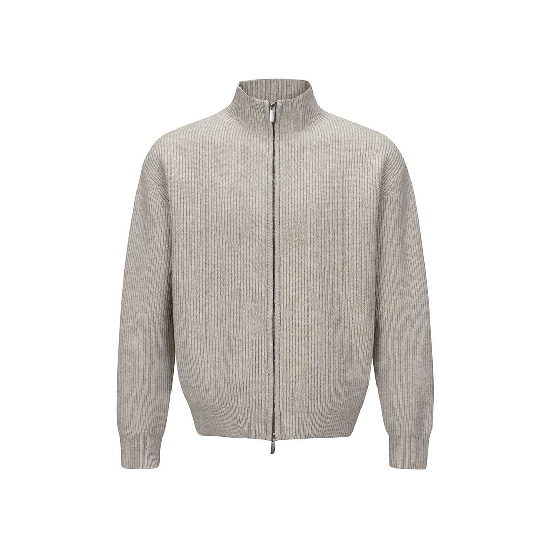 Unisex Short Ribbed Knit Zipper with High Stand Collar and Slim Fit Mune Fashion