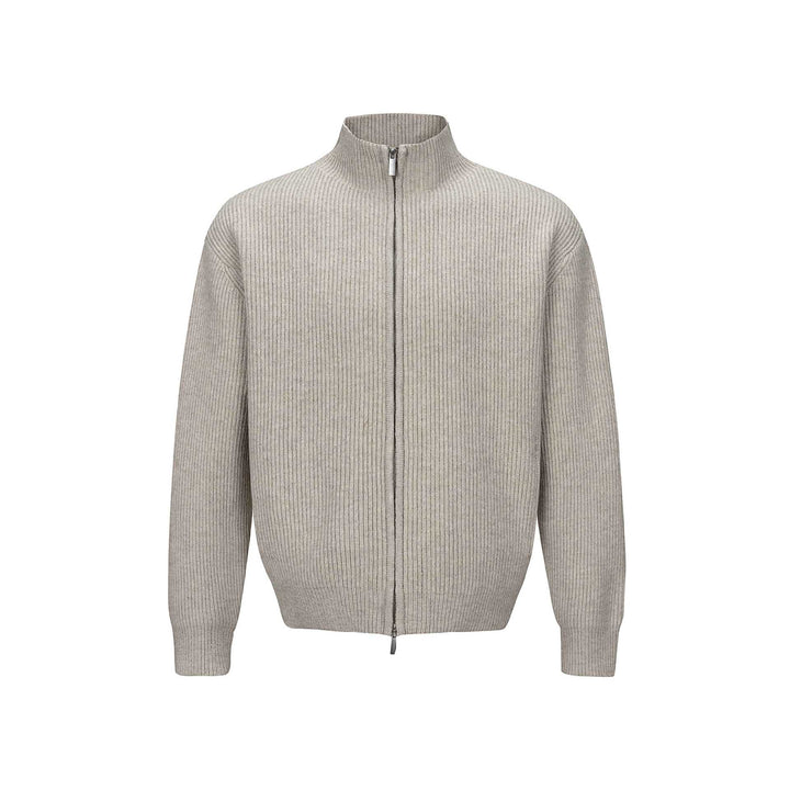 Unisex Short Ribbed Knit Zipper with High Stand Collar and Slim Fit Mune Fashion
