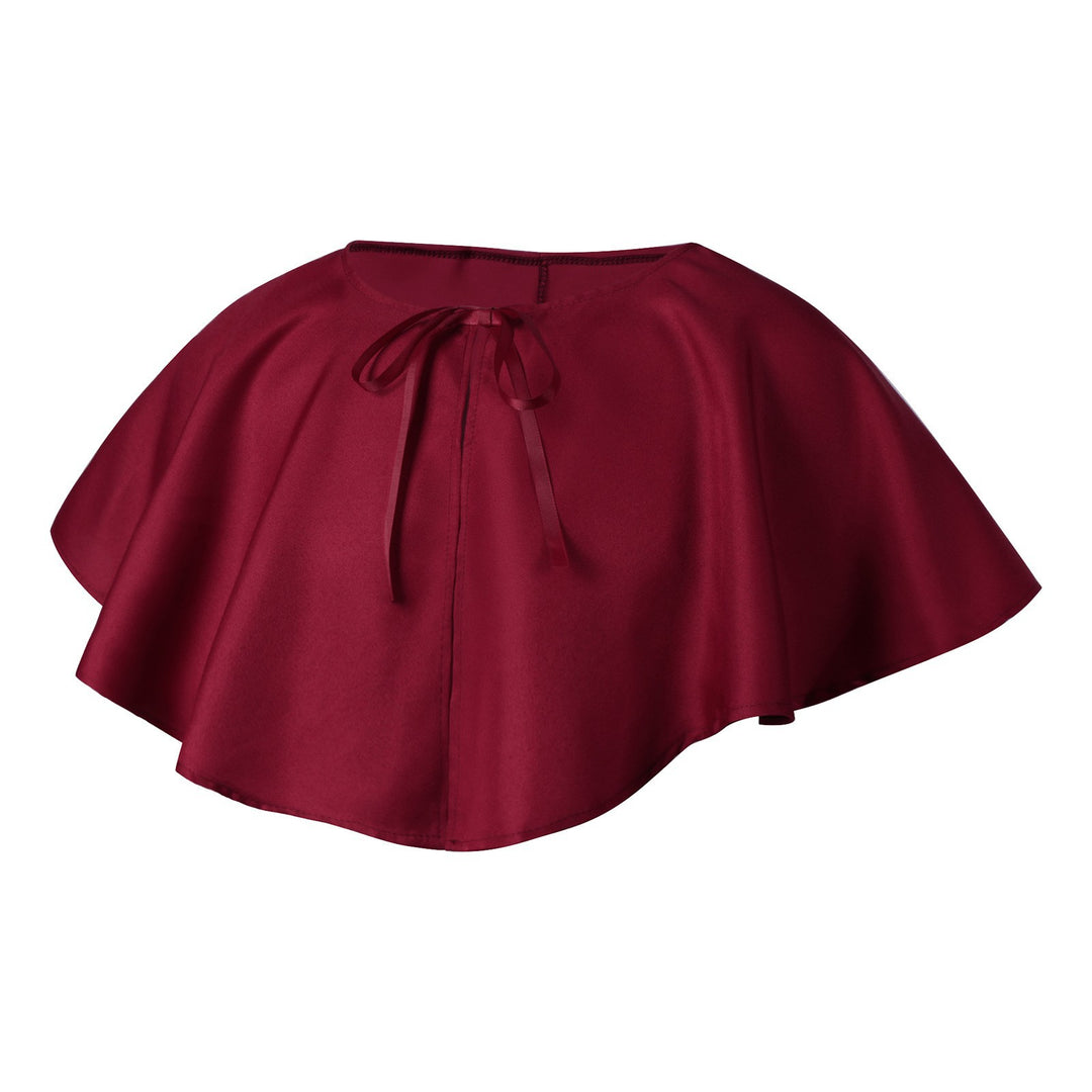 Unisex multi-layered hooded cloak with wide drape and satin ribbon closure Mune Fashion