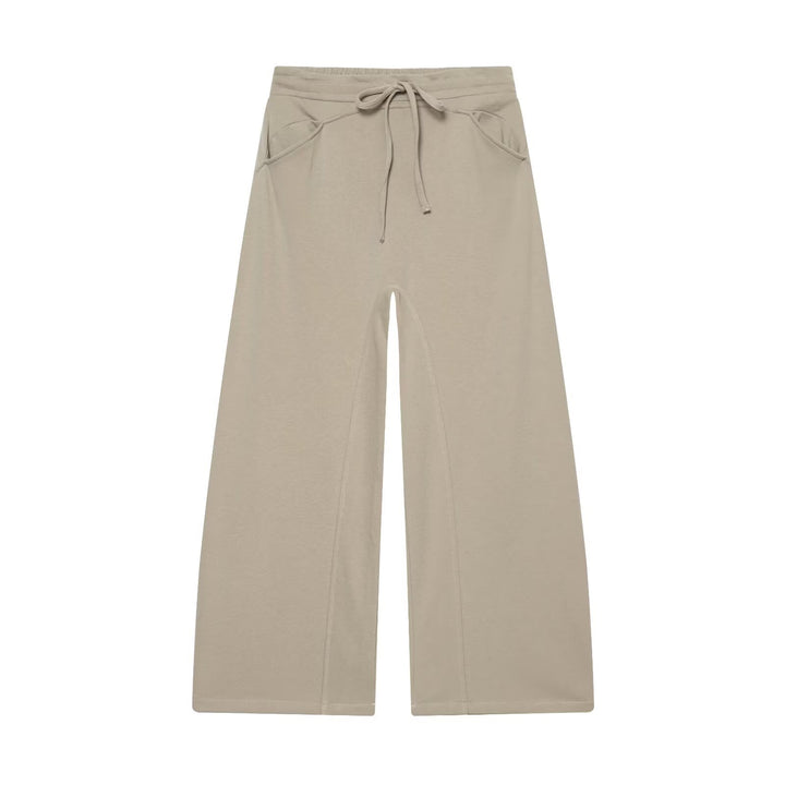 Women Wide Cropped Jogger with Drawstring, Side Pockets and Decorative Stitching Mune Fashion