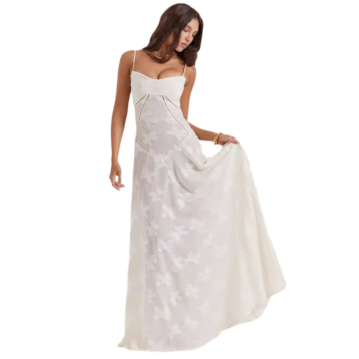 Women's figure-hugging maxi dress with bodice construction and spaghetti straps Mune Fashion