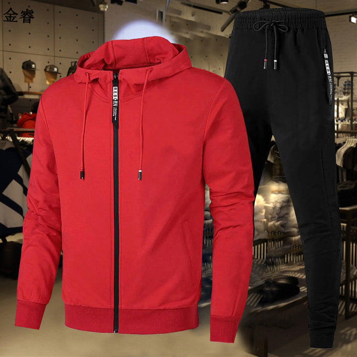 Men's two-piece training set with full zip hoodie, drawstring, and tapered jogging pants Mune Fashion