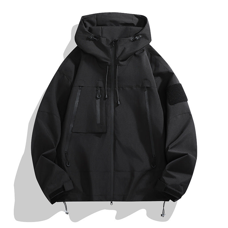 Men's Technical Outdoor Jacket with Adjustable Hood Design and Multifunctional Pockets Mune