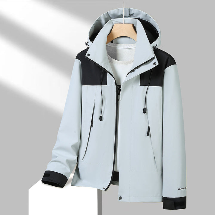 Men's Lightweight Softshell Jacket with Contrast Shoulder, Adjustable Hood and Water-Repellent Membrane Mune Fashion