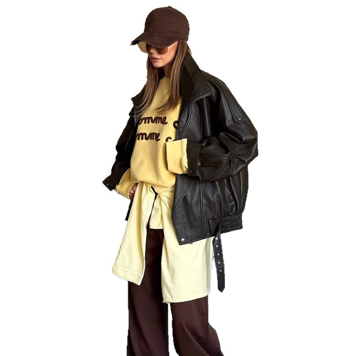 Women's Oversized Leather Jacket Mune