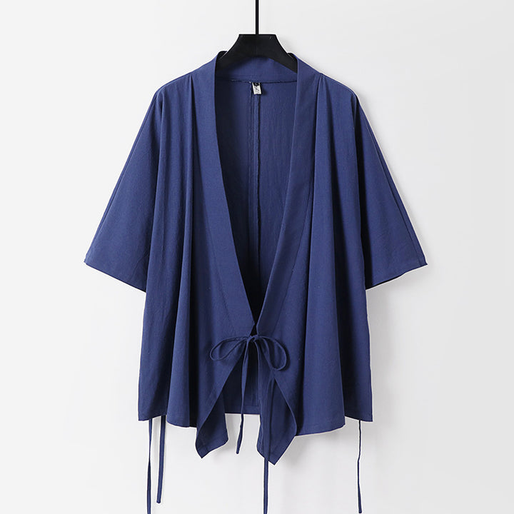 Women's loosely falling kimono jacket with tie belt Mune Fashion