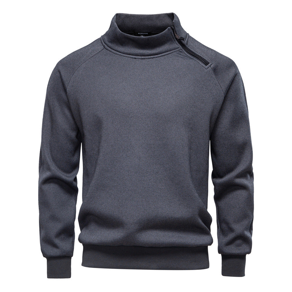 Men's stand-up collar sweater with asymmetric shoulder zipper and raglan sleeves Mune Fashion