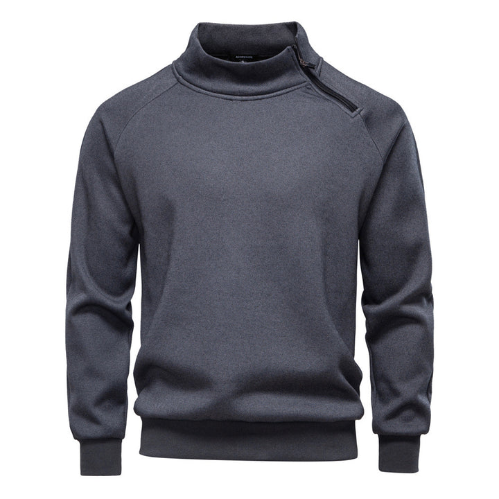 Men's stand-up collar sweater with asymmetric shoulder zipper and raglan sleeves Mune Fashion