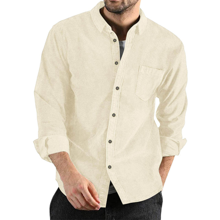 Men's Elegant Cord Shirt with Practical Chest Pocket Mune