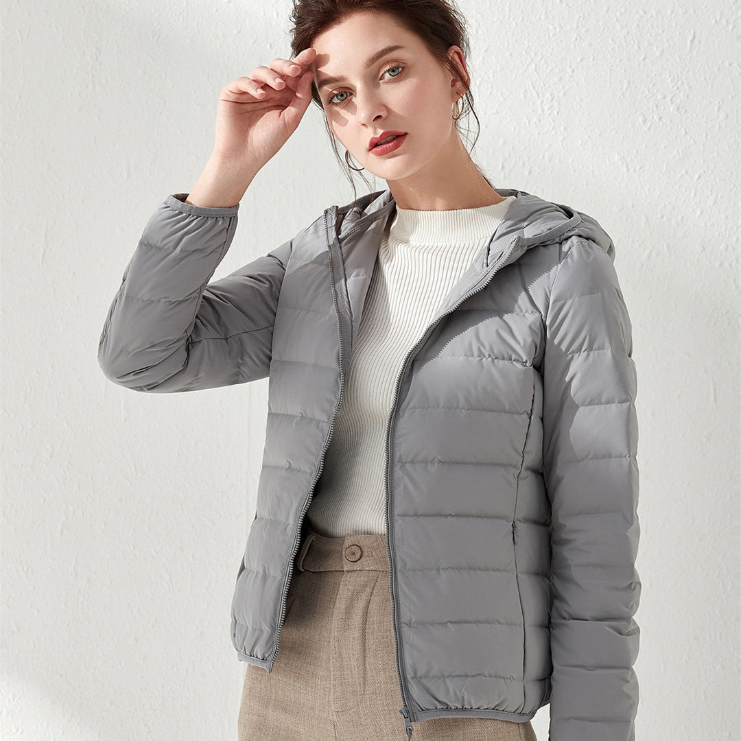 Women's Tailored Ultralight Padded Jacket with Stand-Up Collar and Slim Silhouette Mune Fashion