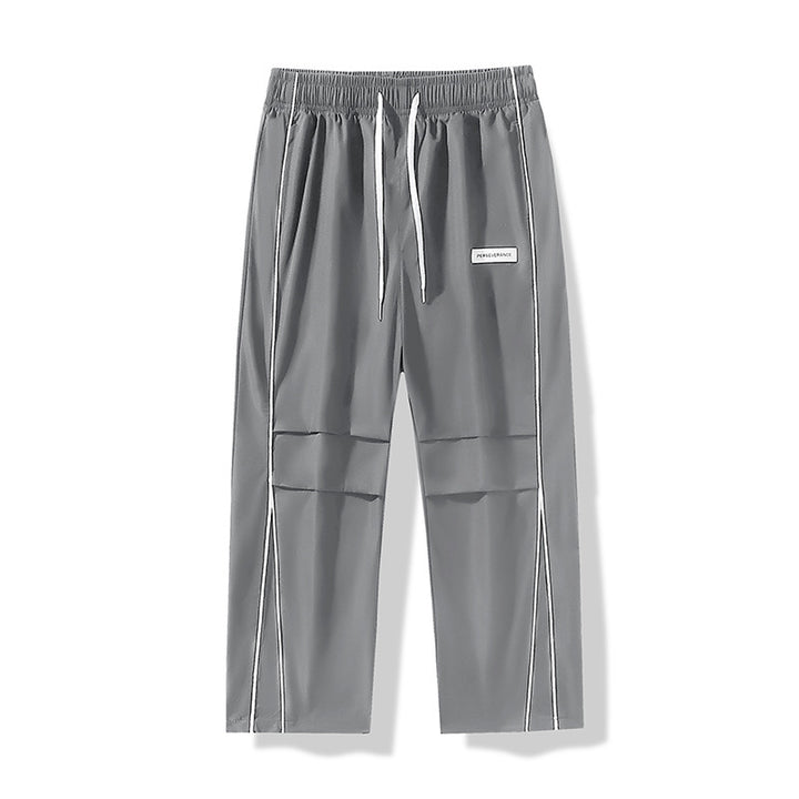 Men's Lightweight Technical Track Pants with Elastic Waistband, Knee Inserts & Side Contrast Piping Mune Fashion