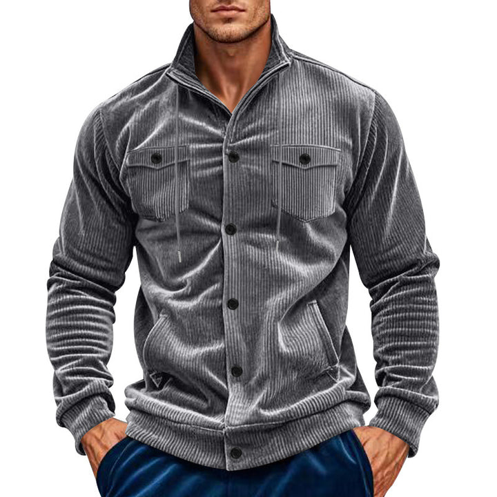 Men's corduroy overshirt jacket with kent collar, snap button closure and patch chest pockets Mune Fashion