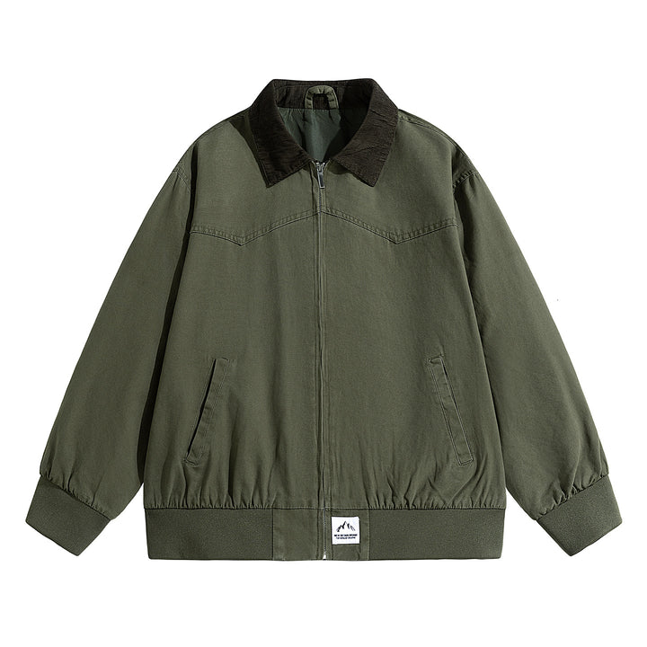 Men's Oversized Field Bomber Jacket with Cord Collar, Elastic Hem & Concealed Zipper Mune Fashion
