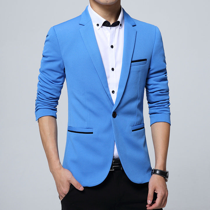 Men's fitted single-button blazer with narrow lapels and stretch content Mune Fashion