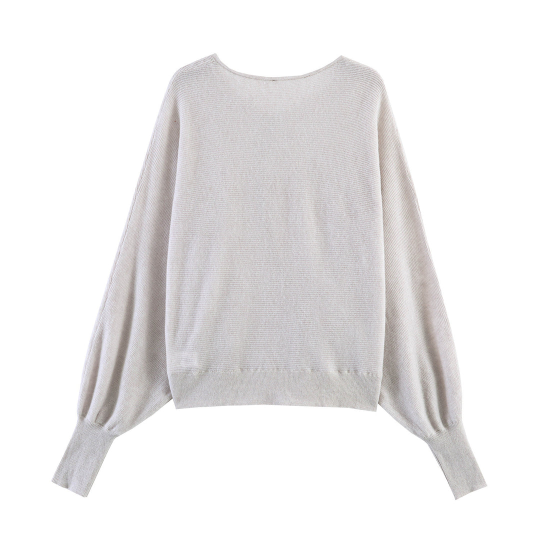 Women's Oversized Fine Knit Cardigan with Asymmetrical Button Placket and Batwing Sleeves Mune Fashion