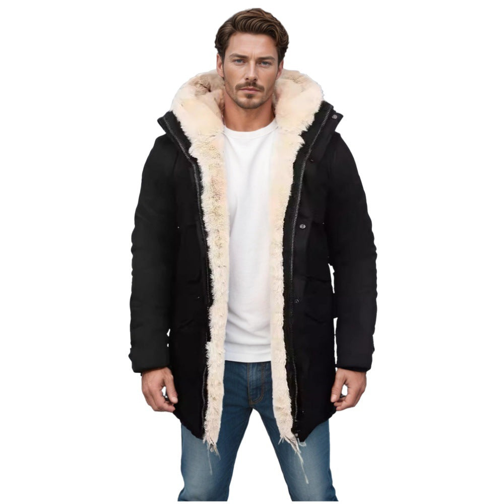 Men's parka in field style with teddy lining in hood, patch pockets and snap fastening Mune Fashion