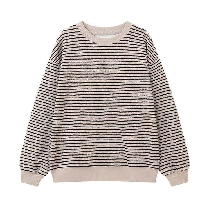 Women Oversize Striped Fine Knit Sweater with Dropped Shoulder Mune Fashion